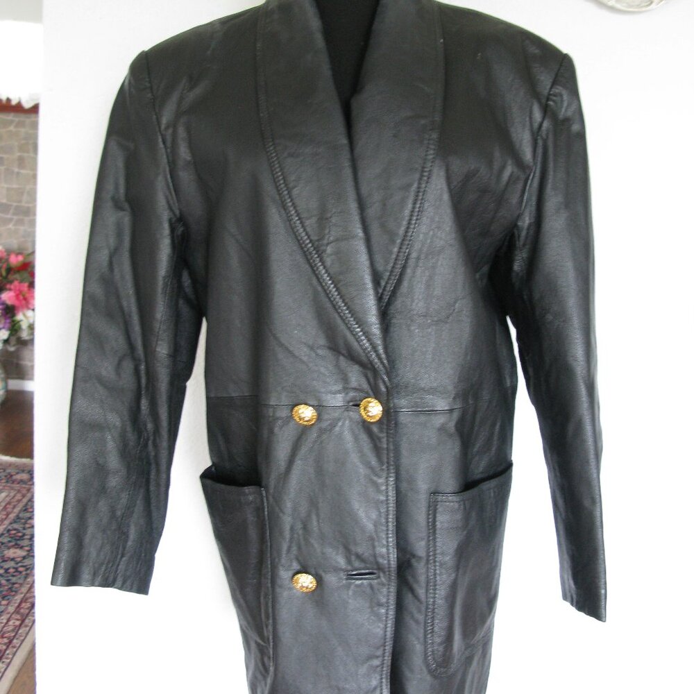 Vintage Atlantic Beach Genuine Leather Goat Work Women's Long Jacket/Coat size M